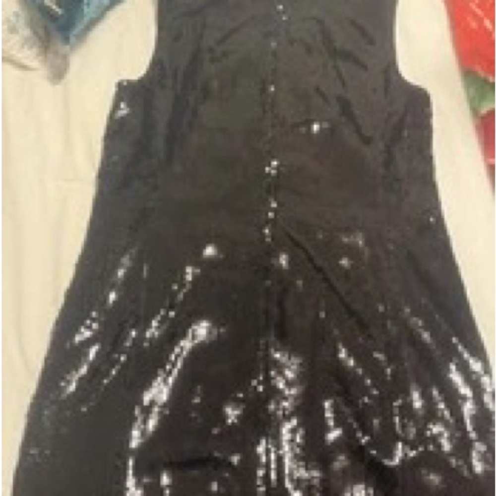 Theory Black Sequin Backless Dress
